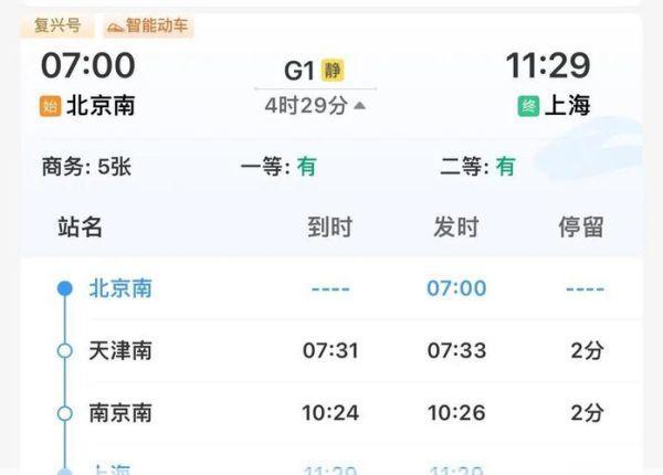 g8高铁时刻表上海到北京坐G8高铁