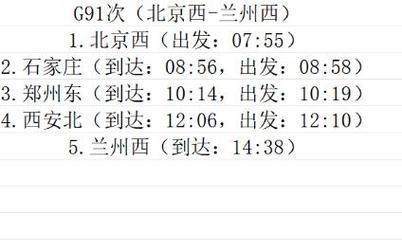 g91高铁时刻表G91高铁全行程时刻表